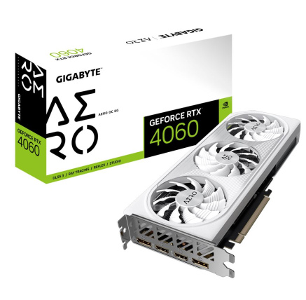 GIGABYTE VGA NVIDIA GeForce RTX 4060 AERO OC 8G, 8G GDDR6, 2xDP, 2xHDMI