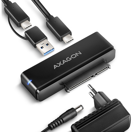 AXAGON ADSA-FPX, USB-C 10Gbps - SATA 6G, 2.5"/3.5" SSD/HDD FAST PORT X adaptér, vč. AC napáječe