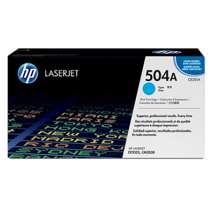 HP 504A Cyan LJ Toner Cart, CE251A (7,000 pages)