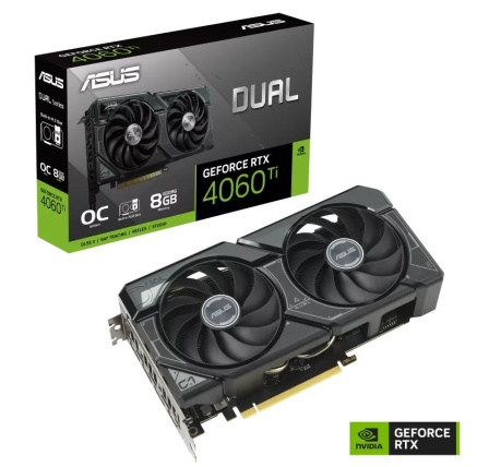 ASUS VGA NVIDIA GeForce DUAL RTX 4060 Ti 8G SSD OC, RTX 4060 Ti, 8GB GDDR6, 3xDP, 1xHDMI