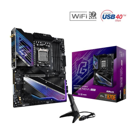 ASRock MB Sc AM5 X870E NOVA WIFI, AMD X870, 4xDDR5, 1xHDMI, 2xThunderbolt, WI-FI