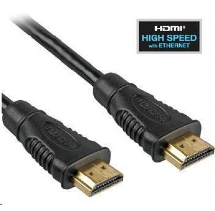 PremiumCord HDMI High Speed + Ethernet kabel, zlacené konektory, 1m