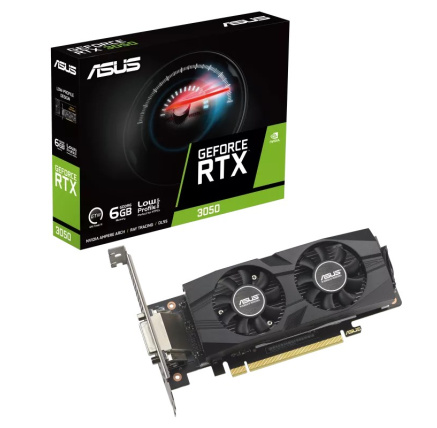 ASUS VGA NVIDIA GeForce RTX 3050 LP BRK 6G, 6G GDDR6, 1xDP, 1xHDMI, 1xDVI