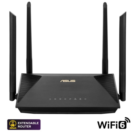 ASUS RT-AX53U UK (AX1800) WiFi 6 Extendable Router, AiMesh, 4G/5G Mobile Tethering