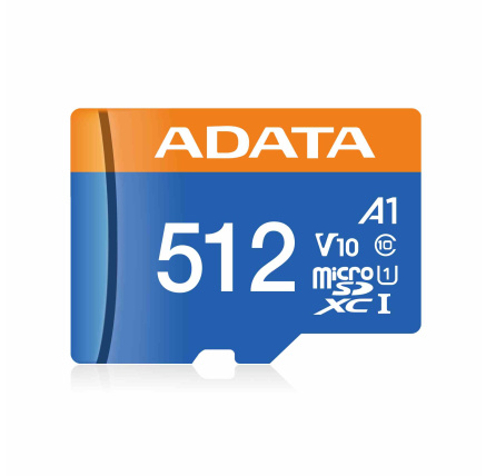 ADATA MicroSDXC karta 512GB Premier UHS-I C10 V10 (R:100/W:25 MB/s) + SD adaptér