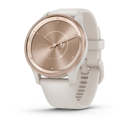 Garmin vívomove® Trend, Nerezová luneta Peach Gold, pouzdro Ivory, silikonový řemínek