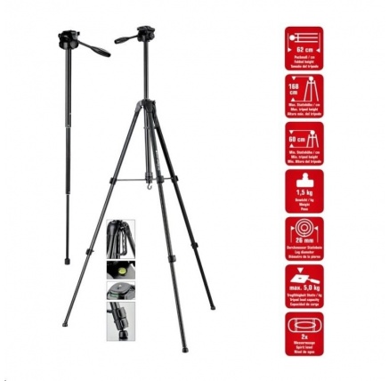 Braun stativ LW 168S (62-168cm, 1500 g, 3-směrná hlava, max.5kg, monopod)