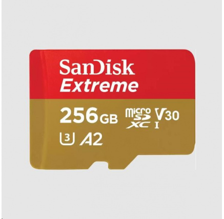 SanDisk micro SDXC karta 256GB Extreme (190 MB/s Class 10, UHS-I U3 V30) + adaptér