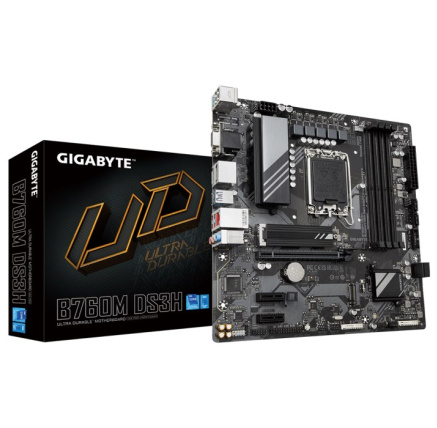 GIGABYTE MB Sc LGA1700 B760M DS3H, Intel B760, 4xDDR5, 2xDP, 1xHDMI, 1xVGA, mATX