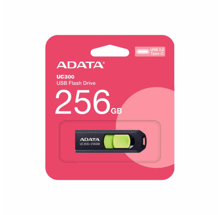 ADATA Flash Disk 256GB UC300, USB-C 3.2, černo-zelená