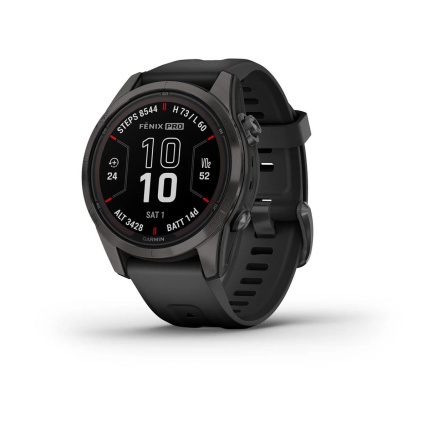 Garmin fenix 7S Pro Sapphire Solar - Carbon Gray DLC Titanium with Black Band, EU