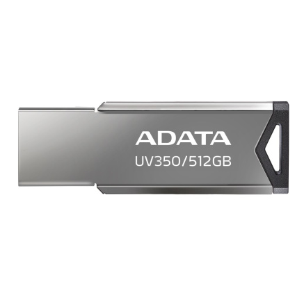 ADATA Flash Disk 512GB UV350, USB 3.2 Dash Drive, tmavě stříbrná textura kov