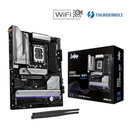 ASRock MB Sc LGA1851 B860 LiveMixer WiFi, Intel B860, 4xDDR5, 1xThunderbolt, 1xHDMI, WiFi, ATX