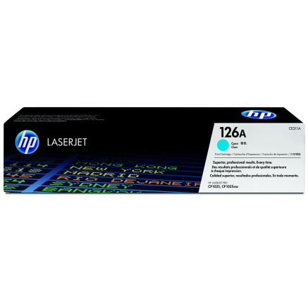 HP 126A Cyan LJ Toner Cart, CE311A (1,000 pages)