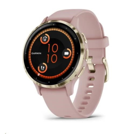 BAZAR - Garmin Venu® 3S, Nerezová luneta Soft Gold, pouzdro Dust Rose, silikonový řemínek - rozbaleno