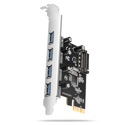 AXAGON PCEU-430RS, PCIe řadič, 4x USB 5Gbps port, SATA napájení, Renesas PD720201, SP