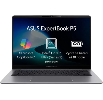 ASUS NTB ExpertBook P5 (P5405CSA-ULTRA5X), Ultra 5-226V, 14" 2560 x 1600, 16GB, 512GB SSD, Intel Arc, W11 Pro, Grey