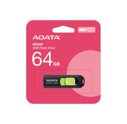 ADATA Flash Disk 64GB UC300, USB-C 3.2, černo-zelená