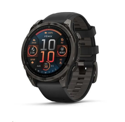 Garmin fenix® 8 – 47 mm, AMOLED, Sapphire, Carbon grey DLC titanium s Black/Gray silikonovým řemínkem, EU