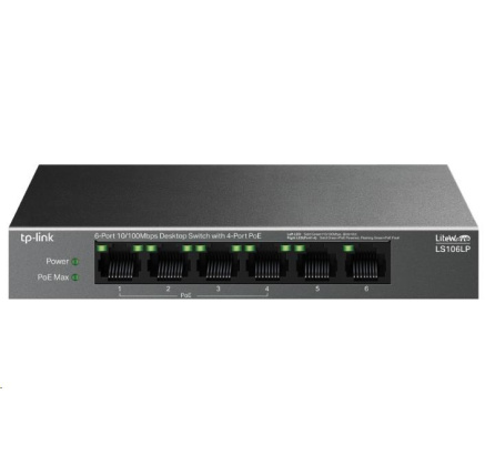 TP-Link LiteWave switch LS106LP (6x100Mb/s, 4xPoE, 41W, fanless)