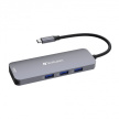 VERBATIM Hub USB-C Pro Multiport 8 Port, 3x USB 3.2, 1x USB-C, 2xHDMI, microSD/SD, šedá