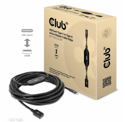 BAZAR - Club3D Kabel USB-C na USB-A, Aktivní adaptér/kabel, 5 Gbps (M/F), 10m - Rozbaleno (Komplet)