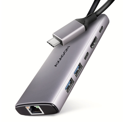 AXAGON HMC-6G2L, USB 10Gb/s hub, 2x USB-A, 1x USB-C, HDMI 4k/60, RJ-45, PD 100W, kabel USB-C 15cm