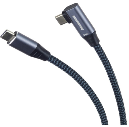 PREMIUMCORD USB-C zahnutý kabel (USB 3.2 Gen2x2, 5A, 100W, 20Gbit/s) 3m, Šedá