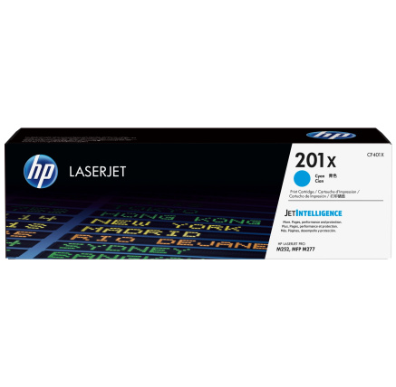 HP 201X High Capacity Cyan LJ Toner Cartridge, CF401X (2,300 pages)