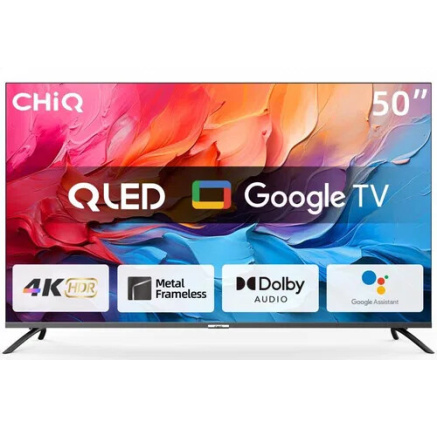 CHiQ U50QM8E TV 50", UHD, QLED, smart, Google TV, dbx-tv, Dolby Audio, Frameless