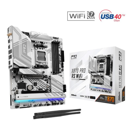 ASRock MB Sc AM5 X870 PRO RS WIFI, AMD X870, 4xDDR5, 1xHDMI, 2xThunderbolt, WI-FI