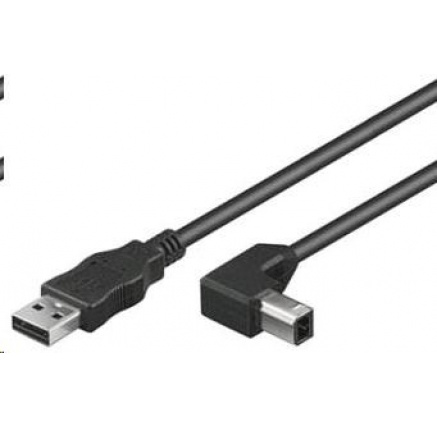 PREMIUMCORD Kabel USB 2.0 A-B propojovací 3m - zahnutý B konektor 90°