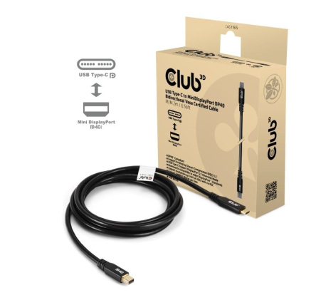 Club3D Kabel USB-C na MiniDisplayPort 2.1, 8K30Hz, DSC1.2, UHBR10, 2m