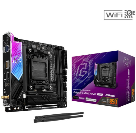 ASRock MB Sc AM5 B850I Lightning WiFi, AMD B850, 2xDDR5, 1xThunderbolt, 1xHDMI, WiFi, Mini-ITX