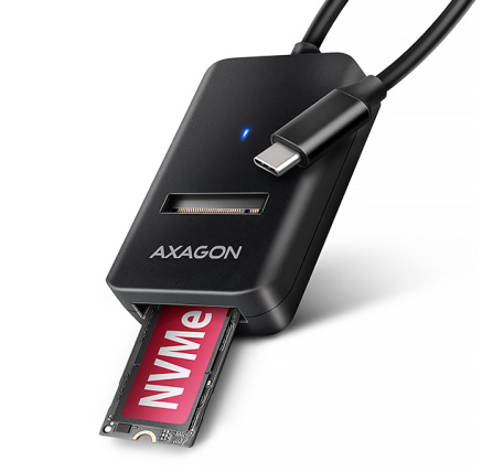 AXAGON ADM2-CM USB-C 10Gbps - M.2 NVMe & SATA SSD adaptér, kabel USB-C 10cm