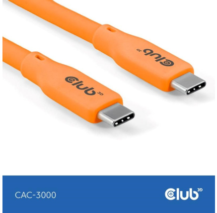 Club3D Kabel USB-C 4.0, 20Gbps, 4K60Hz, PD 240W, 2m, oranžová